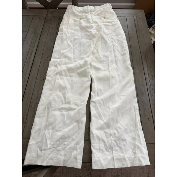 NWT Theory Classic Straight Leg Trouser Size 0 Ivory Linen - Picture 4 of 4
